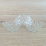 3 ramekins in chiseled glass
