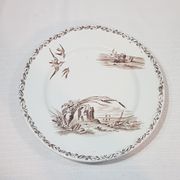 Dish in Earthenware of Creil and Montereau model Marine, iron earth, compotier