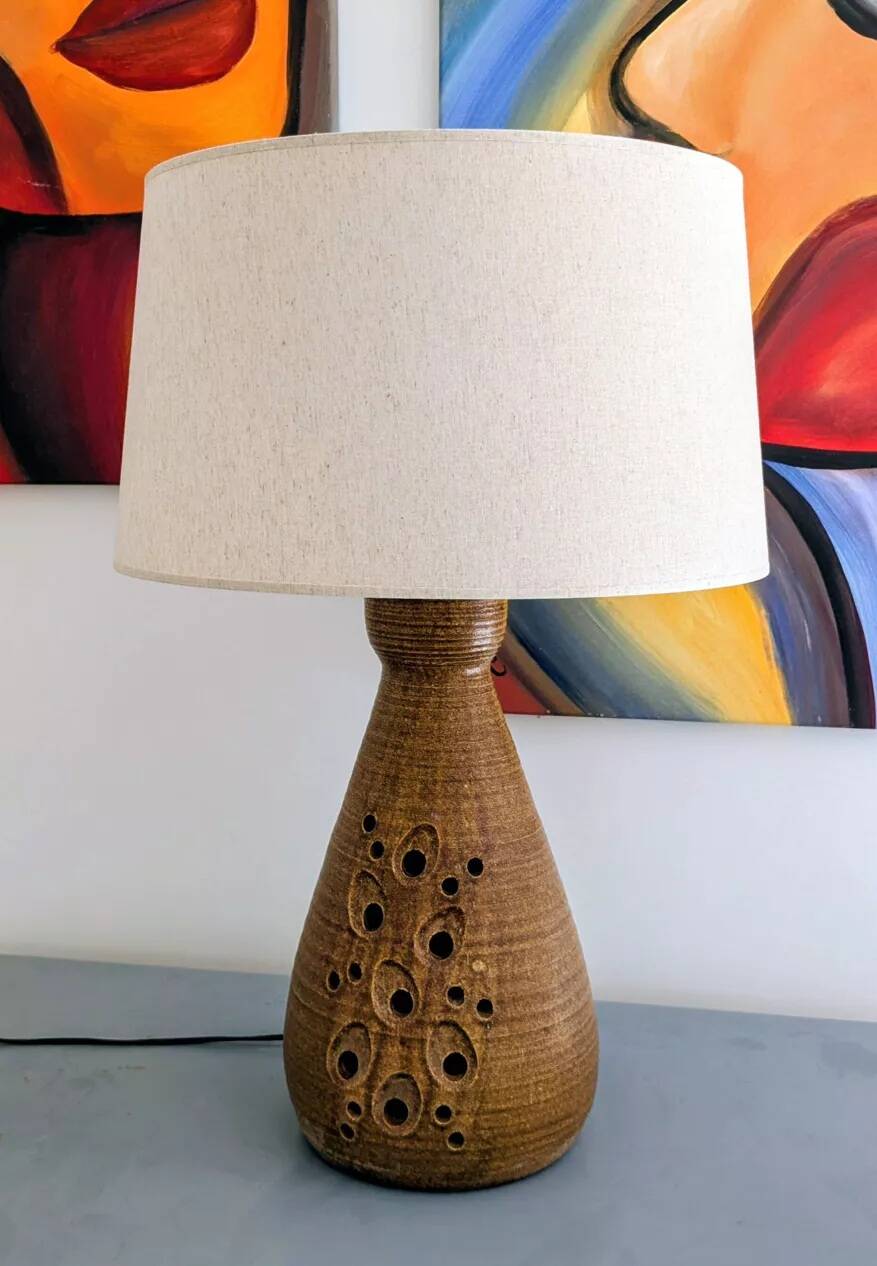Accolay lamp in pierced ceramic – 1950s – signed – 50 cm.