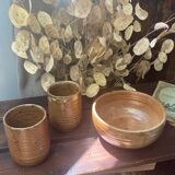 Vallauris Pyrite Stoneware Bowl and Mugs