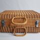 Wicker case or suitcase with vintage fabric lining