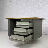 1950s industrial desk in metal and wood Remington Rand Fran