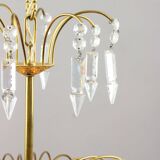 Vintage Italian Crystal and Gilt Metal Chandelier, 1980s