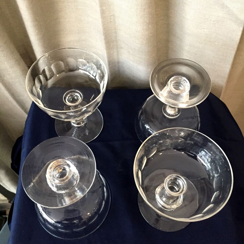 Suite of 4 crystal champagne glasses from the 1930s 1940s