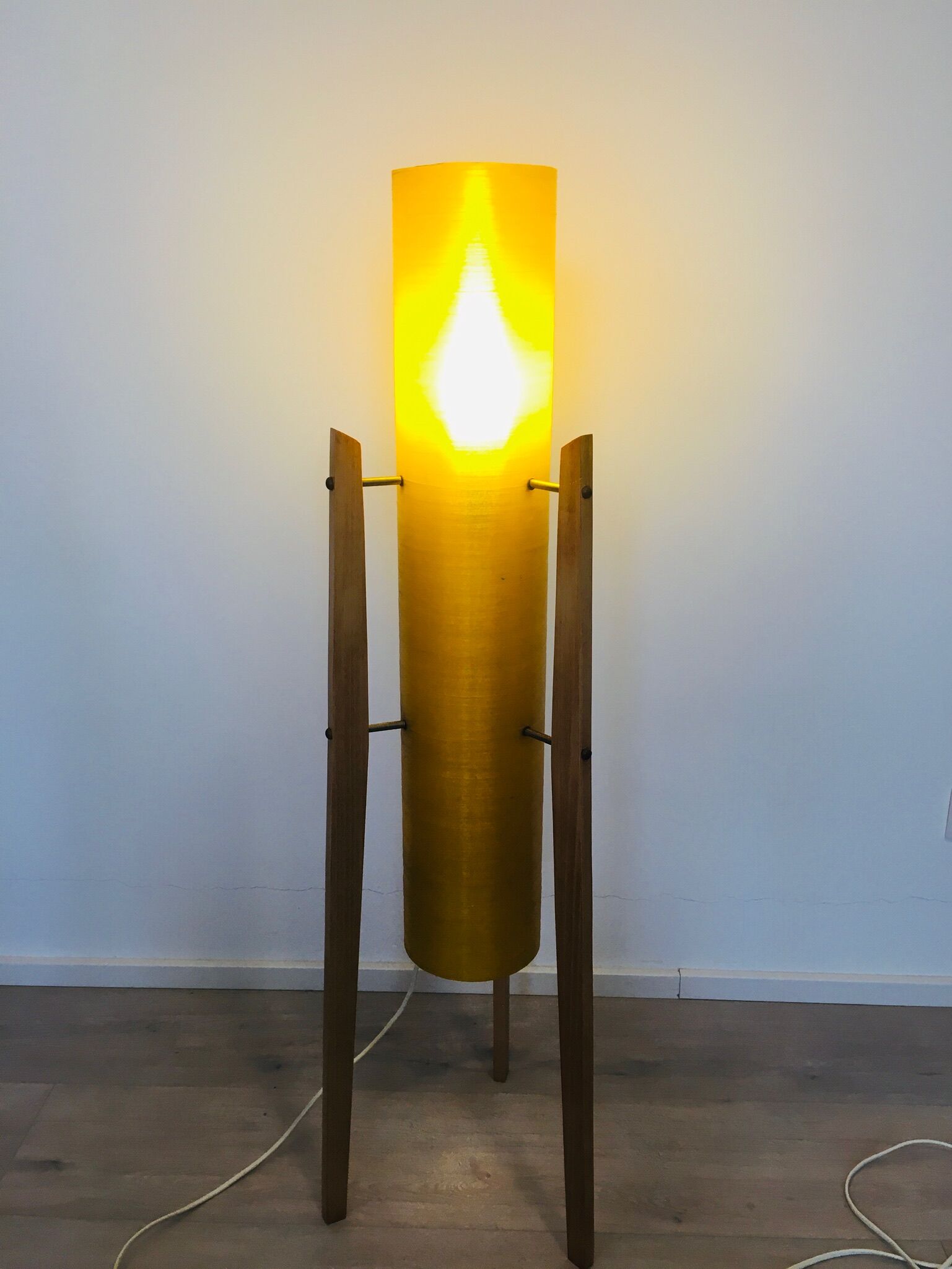 Yellow Space Age Rocket Lamp, 1970s