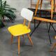 Pair of yellow and white TON Bystrice Thonet wooden chairs