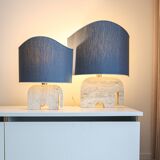 Paire de lampes de table en travertin en forme d'éléphant, signées Fratelli Mannelli, années 1970, Italie