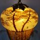 Antique signed reverse painted bronze table lamp, 1910-20