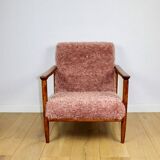 GFM-142 armchair designed by Edmund Homa from the 70s, pink long hair - 2 pieces available