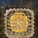 Vintage globe wall or ceiling light in transparent molded glass