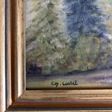 Huile Sur Toile « La maison sur le lac » de Charles Castel . XXe