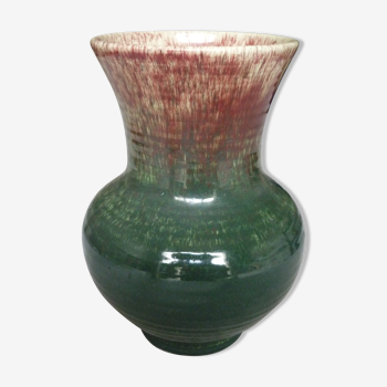 Vase vintage en céramique d'Accolay vert marron