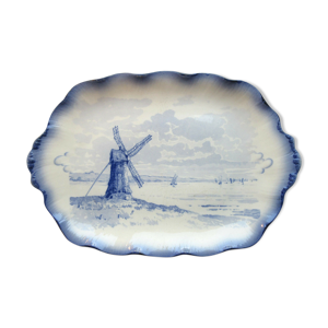 Plat rect sarreguemines modèle Marine Voiliers et Moulin, 44 cm / 30 cm