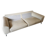 Roche Bobois grey leather 3-seater sofa