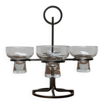 Danish candle holder in metal and glass, 1960s