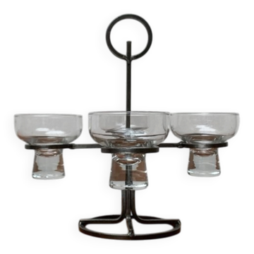 Danish candle holder in metal and glass, 1960s