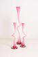 3 vases en verre rose tourbillonnant
