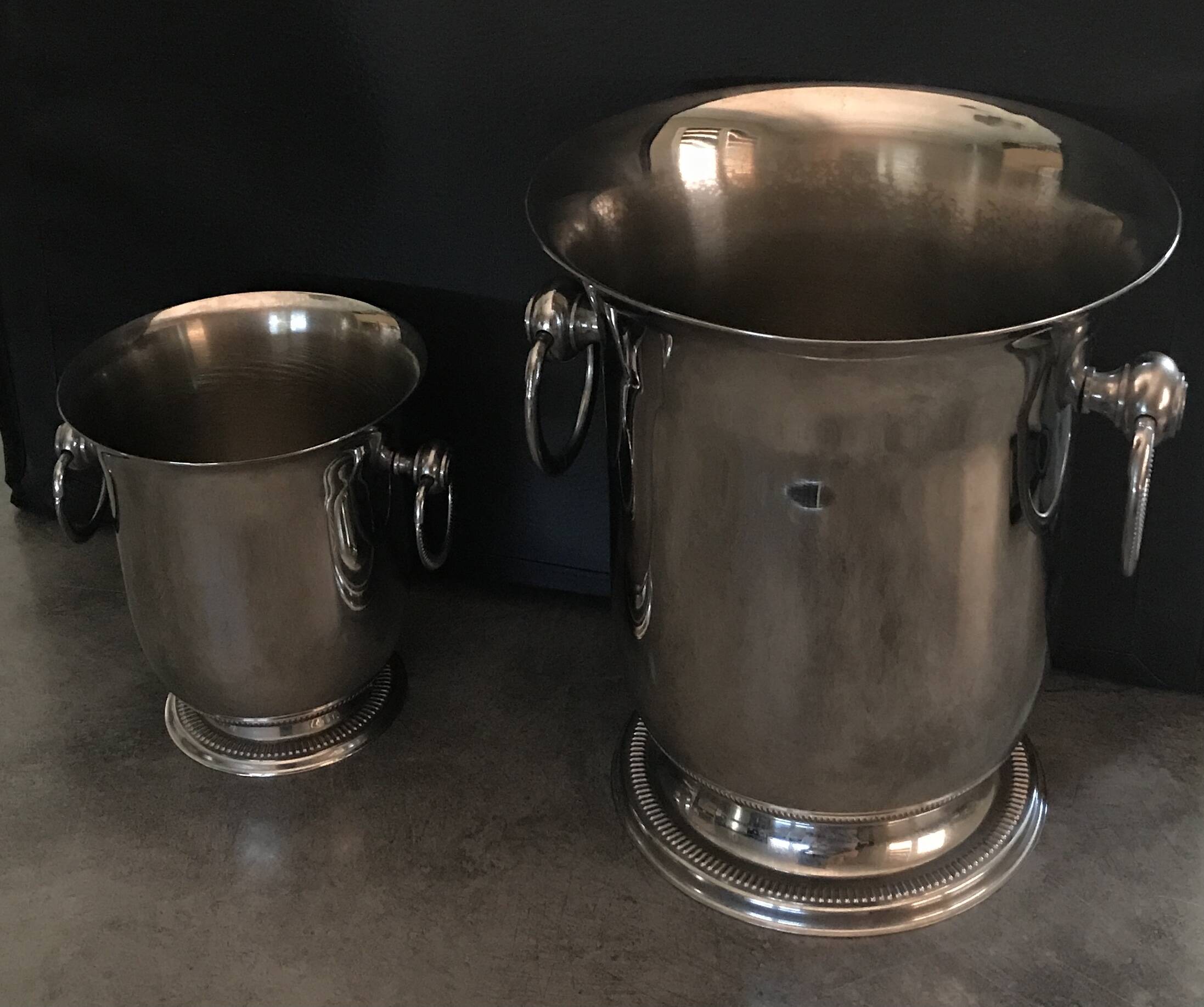Jean COUZON champagne bucket and ice bucket set on pedestal