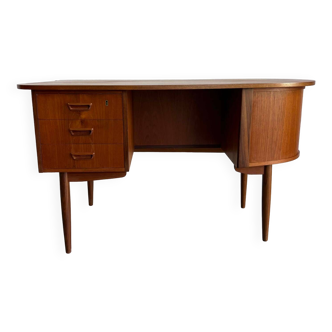 Bureau vintage tambour en teck