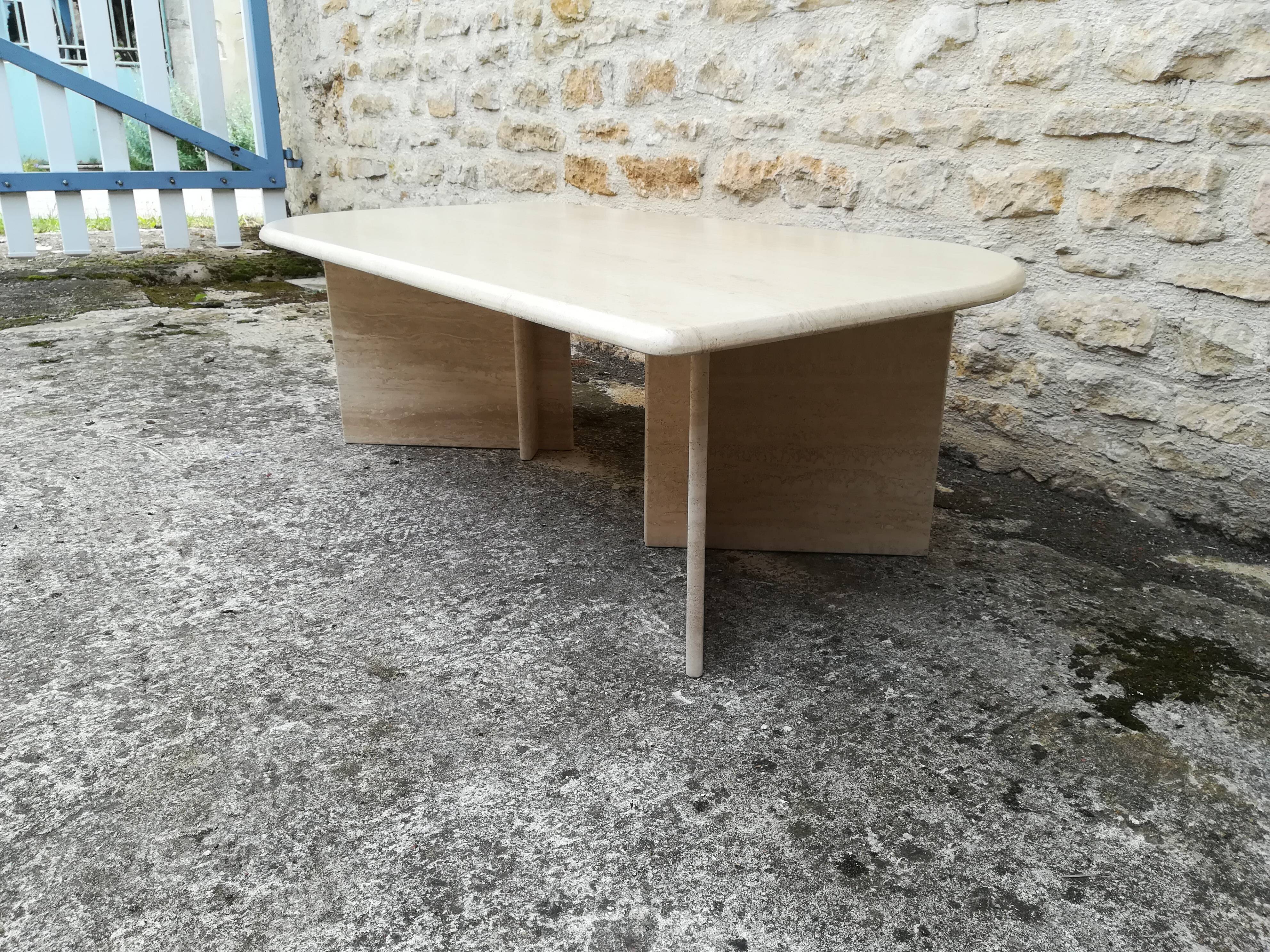 Travertine coffee table