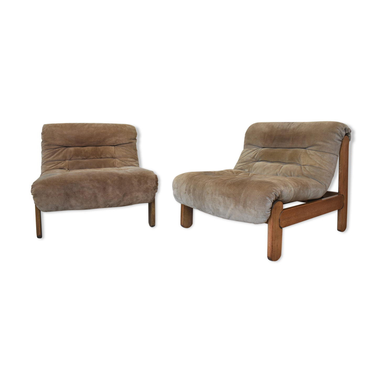 Pair of wild leather lounge chairs
