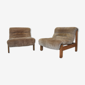 Pair of wild leather lounge chairs