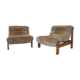 Pair of wild leather lounge chairs