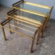 3 tables basse gigogne ep 1970 laiton doré design
