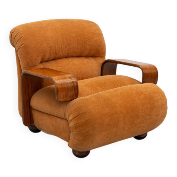 Fauteuil italien en chenille des années 1970