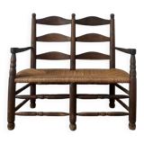 Wood and straw banquette