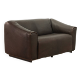 De Sede DS47 Extendable Brown Sadle Leather Loveseat Sofa. Switzerland, 70s