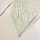 Plateau Art Déco en verre vert à décor de fleurs