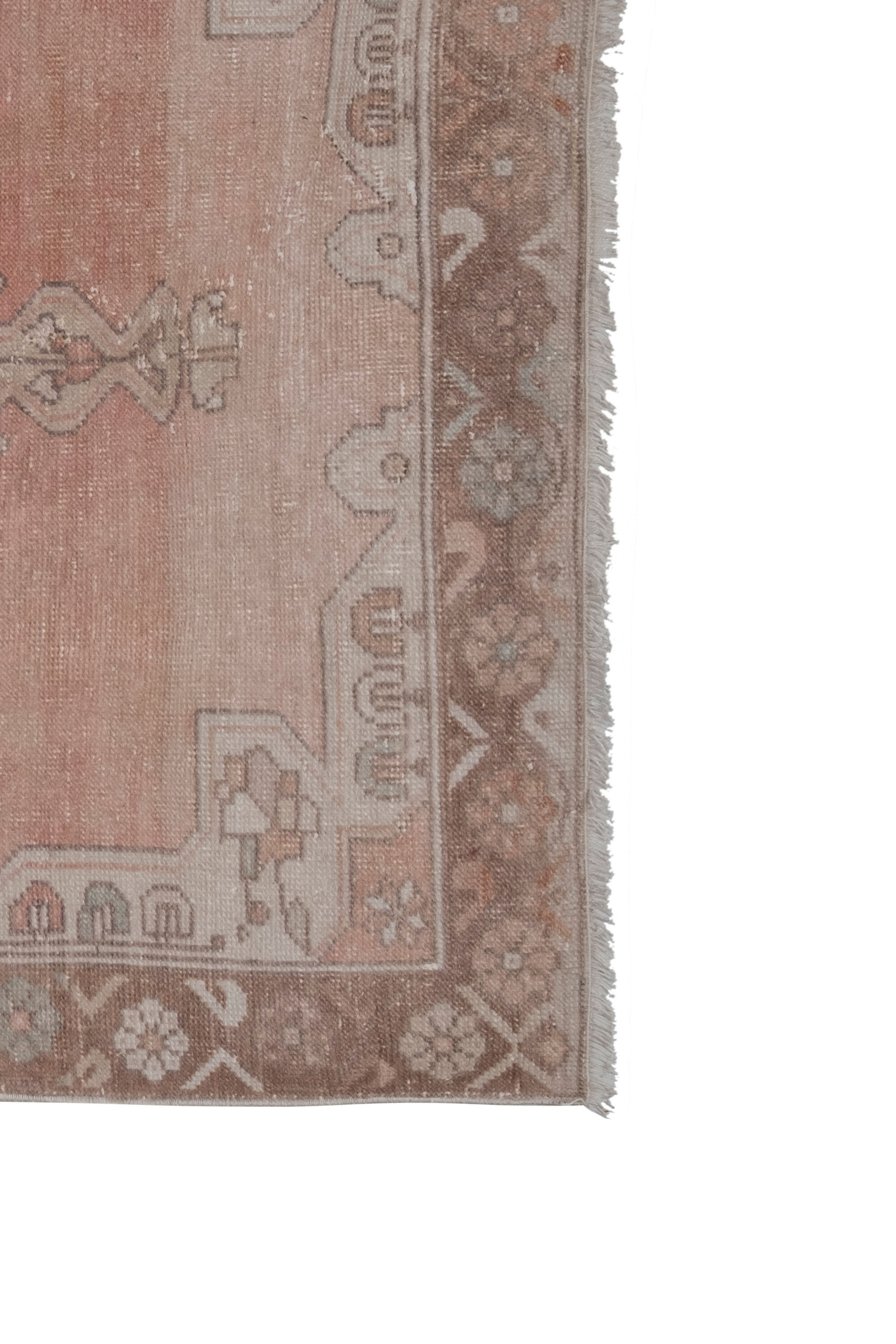 1970s vintage tan handwoven turkish oushak rug 128 x 217 cm