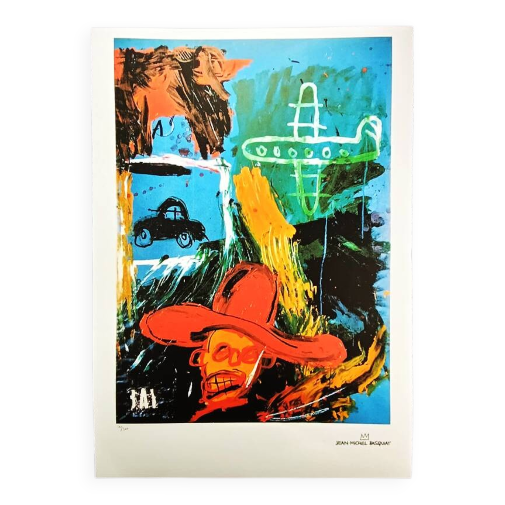 Lithographie en édition limitée de Jean-Michel Basquiat, années 1990, numérotée au crayon.