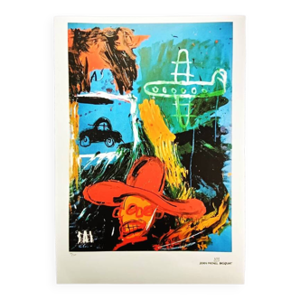 Lithographie en édition limitée de Jean-Michel Basquiat, années 1990, numérotée au crayon.