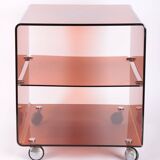 Side table or bedside table in smoked plexiglass by Michel Dumas, 1970s