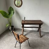 Solid walnut desk, folk art, Savoy, circa 1900