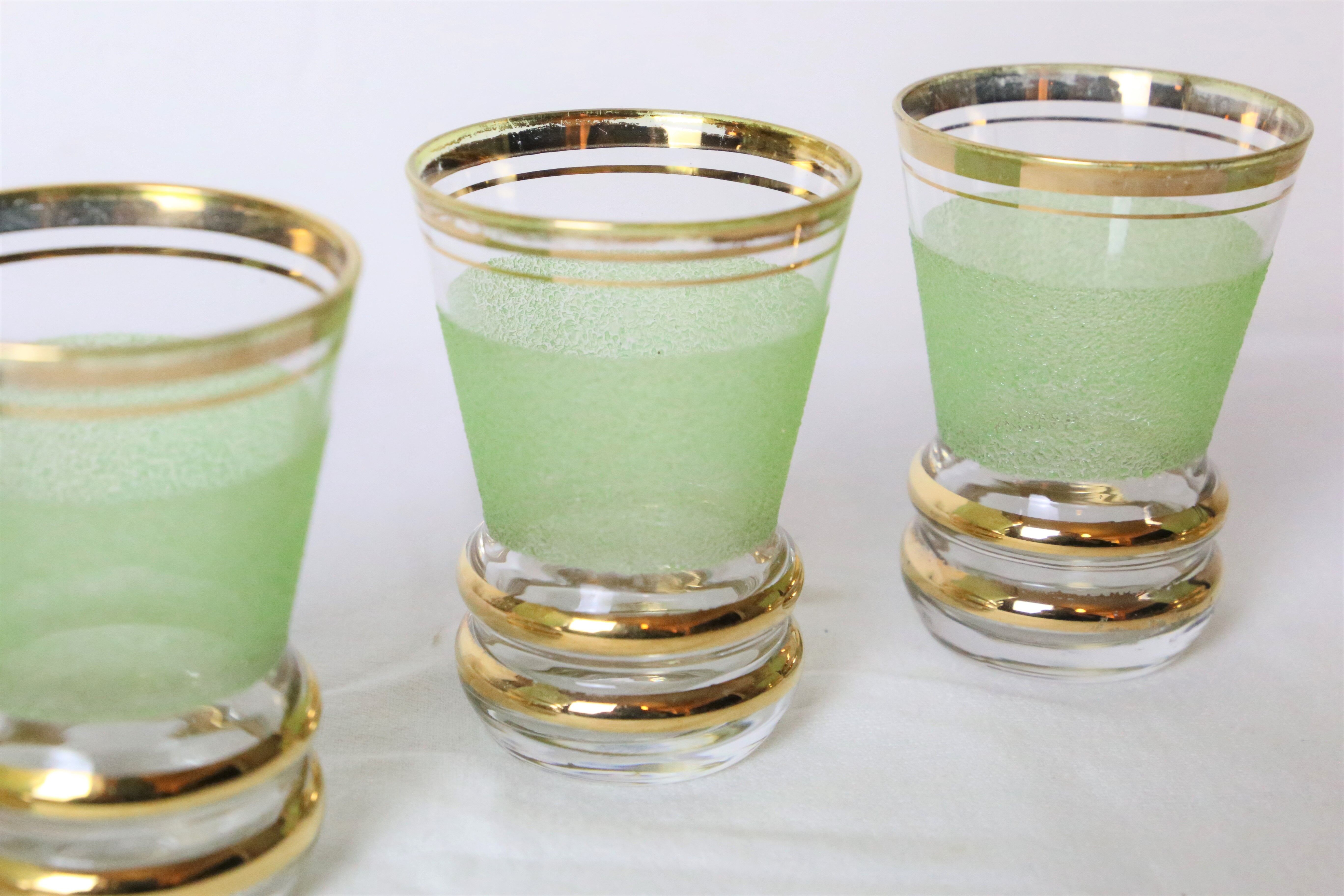 Set of 6 vintage glasses, granite and gold, vintage, authentic, 70s