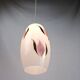 Vintage 1950s Pendant Light, Cream White Glass, Pink and Gold Flower Pattern, ARLUS