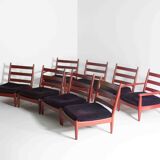 XL set of 8 mid-century lounge chairs, Belgium 1960s
