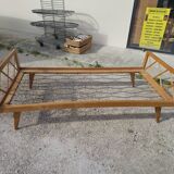 Vintage bed with compass feet from the 1950s