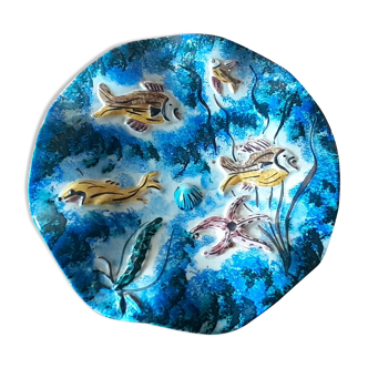 Plat faience style vallauris