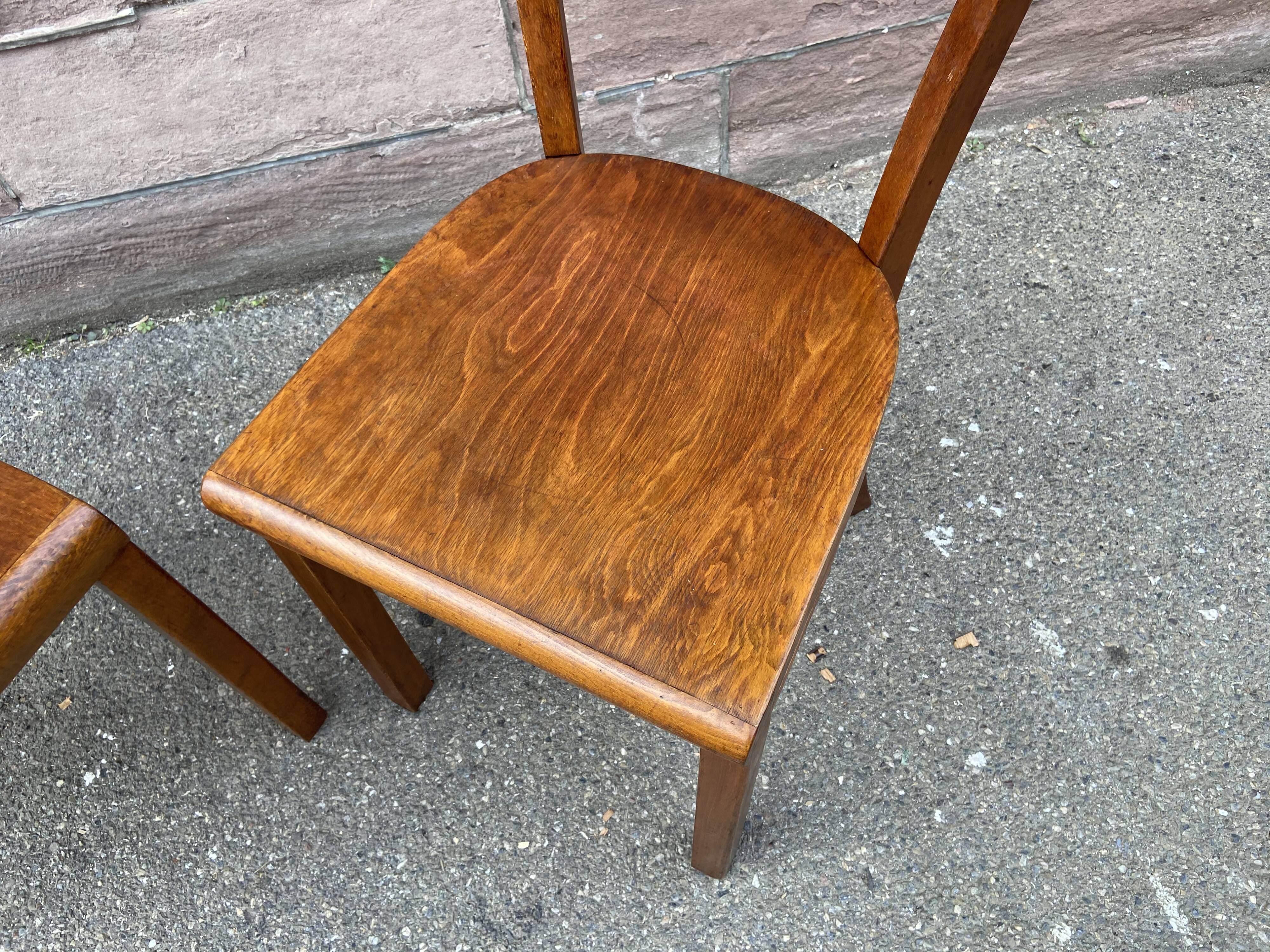 Paire de chaises bistrot bois courbé  1950