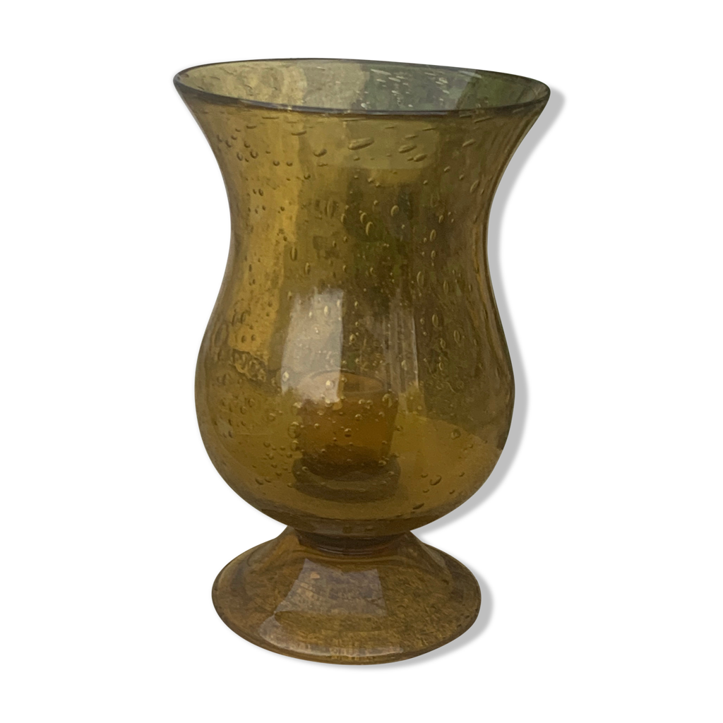 Lot De 3 Photophores Vénitiens - Verre Soufflé Et Fer Forgé - Déco Ancienne