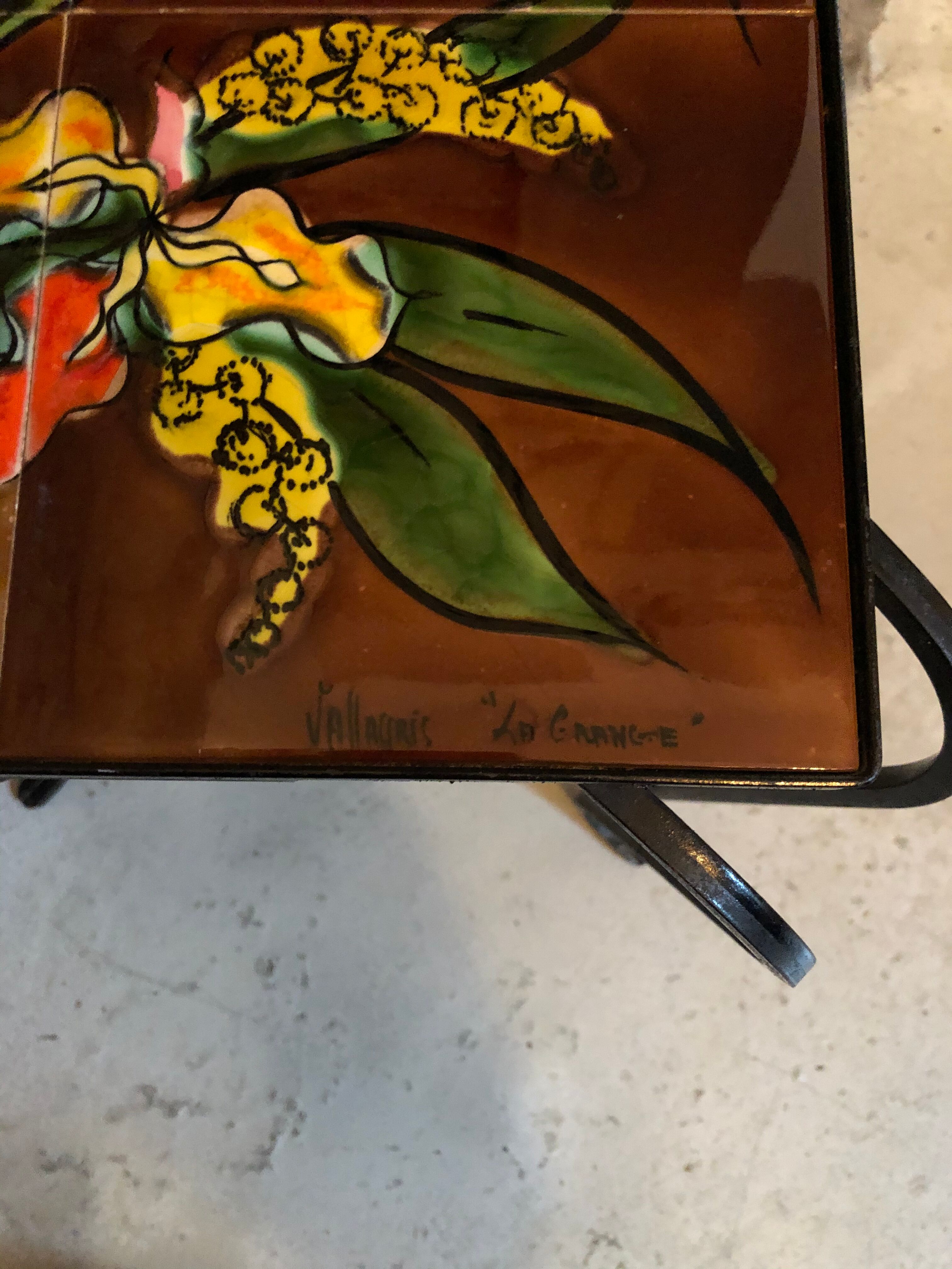 Vintage table 70 ceramic vallauris signed la grange