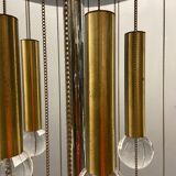 Lustre chrome et sphère en laiton du milieu du siècle de Sciolari