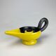 Mid-century yellow and black ceramic cellar rat candle holder