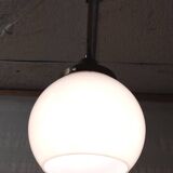 Art Deco pendant light in brass and opaline - mid-20th century