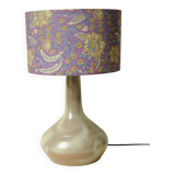 Vintage Ceramic Lamp - Indian Purple Flower Shade - 70s Style