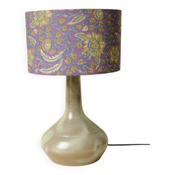 Vintage Ceramic Lamp - Indian Purple Flower Shade - 70s Style